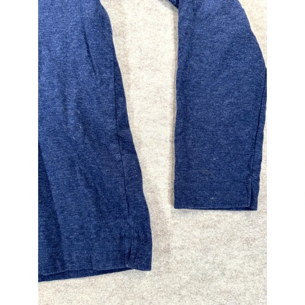 Banana Republic Henley Shirt Men Large Heather Blue Cotton Double Knit Side Slit